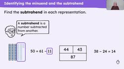 Review identifying the minuend and subtrahend in column subtraction Instructional Video