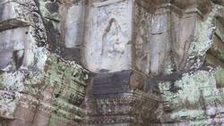Cambodia, Angkor Wat Ta Prohm - reliefs Stock Footage
