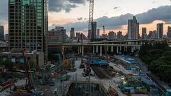 Timelapse of construction site in sunset Stock Footage