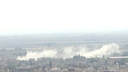 CLEAN : Images of smoke rising from Syria's Ras al-Ain News Clip