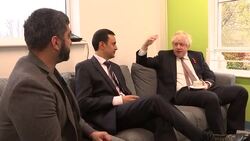 Boris Johnson visiting a Covid vaccination centre and interview News Clip