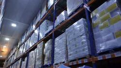 Packed shelving at Warehouse cold storage News Clip