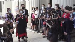 CLEAN : Former Chile president Bachelet visits constituent assembly News Clip