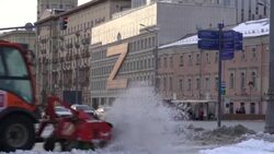 CLEAN : In Moscow, symbolic "Z" displayed on buildings to support Russian military operation in Ukraine News Clip