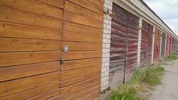 The wooden gates of the bunk houses in the city Stock Footage