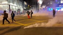 CLEAN : Tear gas as Hong Kong protesters don Halloween masks News Clip