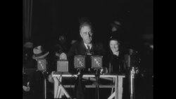Franklin Roosevelt campaigns, touring cities, speaking, and riding in parades News Clip