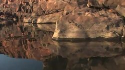 View from a canoe along Fitzroy river, Diamond Gorge, Mornington sanctuary Stock Footage