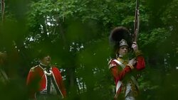 Grenadier soldiers commanded to fire muskets Stock Footage