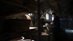 Potter working in workshop Stock Footage