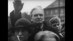 Crowd Watches as Men Head off to War in Uniformed Parade Stock Footage