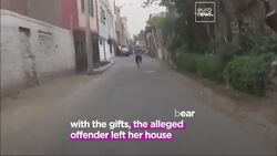 Giant Care Bear undercover cop busts female drug dealing suspect in Peru News Clip