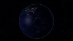 Planet earth with night time city from space. 3D Rendering Stock Footage