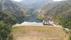 Mountain dam Stock Footage