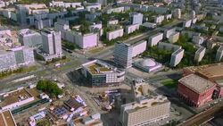 Amazing aerial view from Berlin Fernsehturm, TV tower. City life Stock Footage