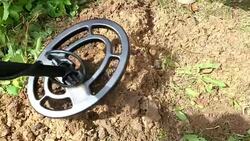 Treasure Hunters Using Metal Detector and Gloves Stock Footage