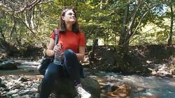 Relaxing and drinking water. Stock Footage