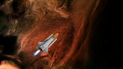 Nebula and spaceship in space Stock Footage