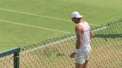 Rafael Nadal training at the practice courts at Wimbledon News Clip
