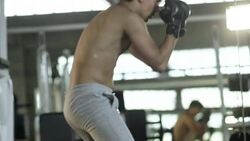 Reflection : Boxing in gym Stock Footage