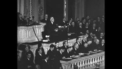 In his State of the Union address. US Pres. Franklin Roosevelt comments on increased taxation to improve US national defense News Clip