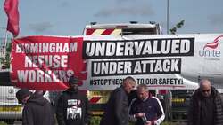 Striking bin workers on Birmingham picket line  News Clip