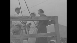 First Lady Eleanor Roosevelt rides in cable car over Clinch River at site of construction of Norris Dam in Tennessee News Clip