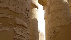 Karnak Temple in Luxor, Egypt. The Karnak Temple Complex, commonly known as Karnak, comprises a vast mix of decayed temples, chapels, pylons, and other buildings in Egypt. Stock Footage