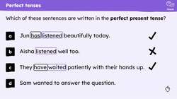 Sentences in the perfect present, past and future tense Instructional Video