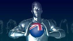 Man Holding Flag of New Zealand as Global Sphere Stock Footage