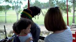 A family with two children visited an organic farm Stock Footage