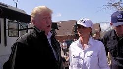 Trumps distribute bottled water at FEMA center News Clip