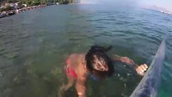 Little Girl in The Sea Stock Footage