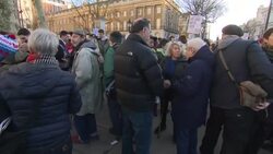 Stop the War coalition protestors outside the US Embassy In London News Clip