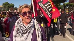 Italians protest for Gaza: General strike shows solidarity with Palestinians News Clip