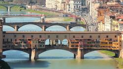 Soar Above Florence's Ancient Ponte Vecchio in Stunning Drone Video Stock Footage