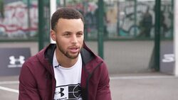 Steph Curry saying Colin Kaepernick is 'alright' for helping and raising awareness for communities and people that need help Stock Footage