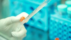 scientist are changing media to culture cell in cell culture room , Concept science and Technology, slow motion Stock Footage