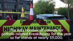 Drivers urged to ‘avoid puddles’ as pothole breakdowns hit record levels News Clip