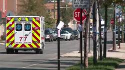 Ambulance Leaves Chicago Fire Department Station Stock Footage