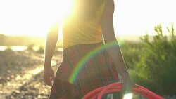 girl with Hoop in nature Stock Footage
