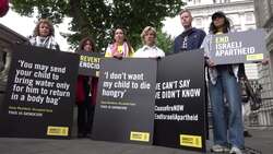 Protesters gather outside Number 10 to urge action against Gaza genocide News Clip