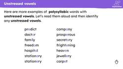 Spelling more polysyllabic words with unstressed vowels Instructional Video
