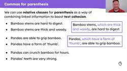 Generating ideas for parenthesis in a non-chronological report about pandas Instructional Video