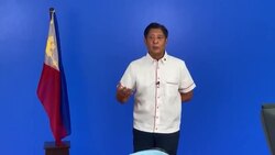 CLEAN : Dictator's son Marcos gives statement as he leads Philippine presidential poll News Clip