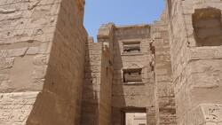 Egypt, Medinet Habu - Mortuary Temple of Ramesses III - Entrance Gate Stock Footage