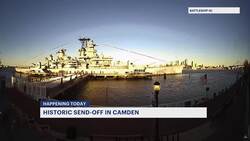 Famed battleship USS New Jersey floating down Delaware River to Philadelphia for maintenance News Clip