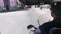 Santa Clara, Cuba: Point of view from the passenger cabin of a 'motoneta' Stock Footage