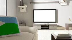 Couch and TV With Flag of Djibouti Stock Footage
