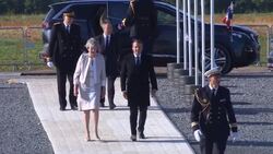 Theresa May arriving at new D-Day memorial News Clip